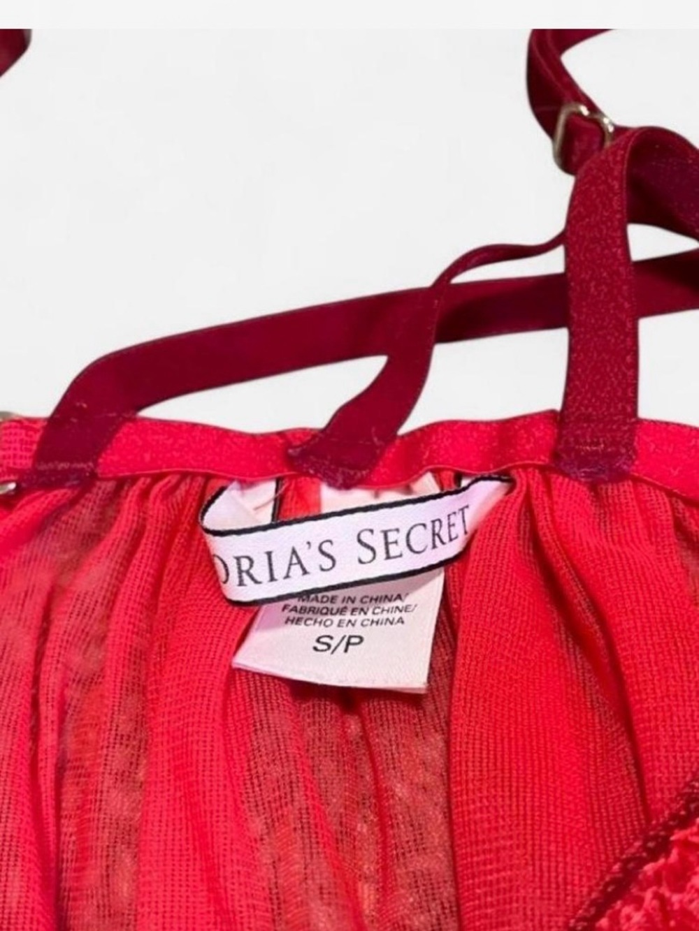 Victoria's Secret Y2K Sheer Mesh & Lace Babydoll Chemise Red Size S - Picture 5 of 7